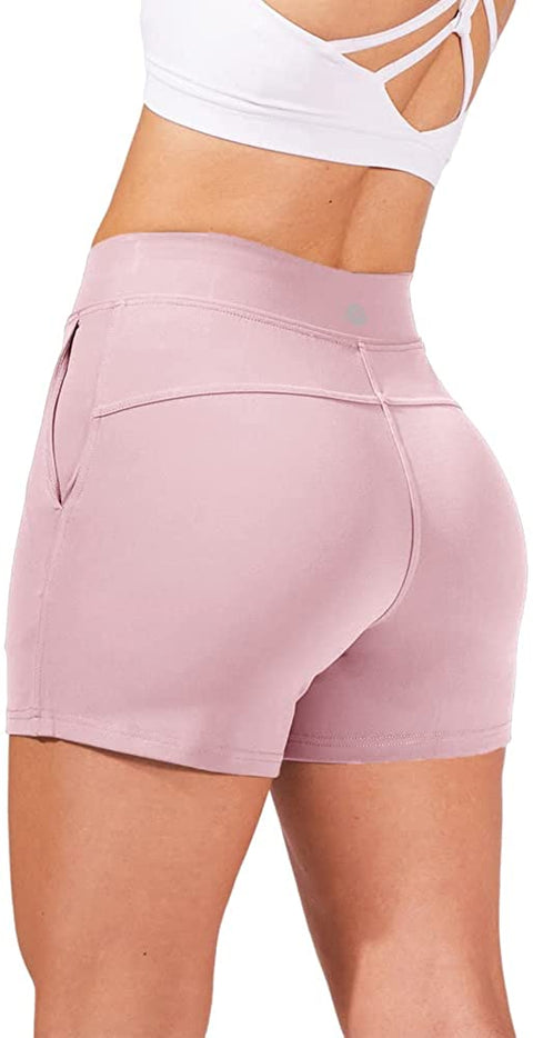 Womens Stretch Running Workout Yoga Shorts Slim Athletic Summer Dolphin Shorts with Pockets