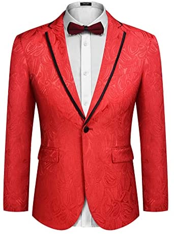 Men's Floral Suit Jacket Embroidered Wedding Blazer Party Dinner Tuxedo