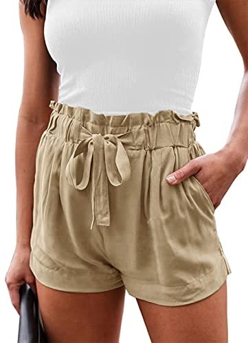 Shorts for Women Comfy Drawstring Casual Elastic Waist Pocketed Shorts Summer Beach Lightweight Short Lounge Pants