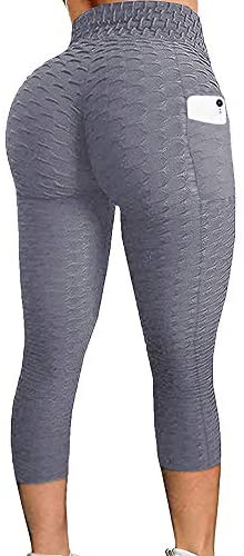 Karlywindow Women's Butt Lifting Legging High Waist Yoga Pants Capri Tummy Control Scrunch Booty Legging Tights