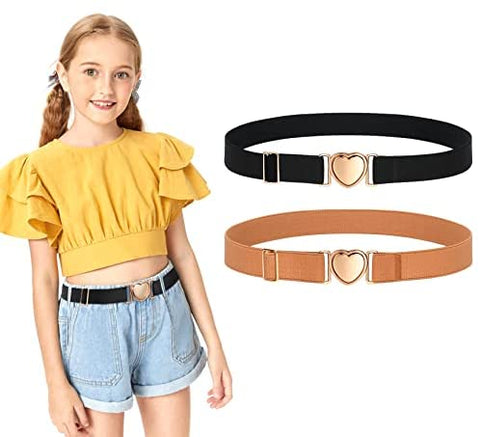 2 Pack Kids Elastic Stretch Belts Girls Belts