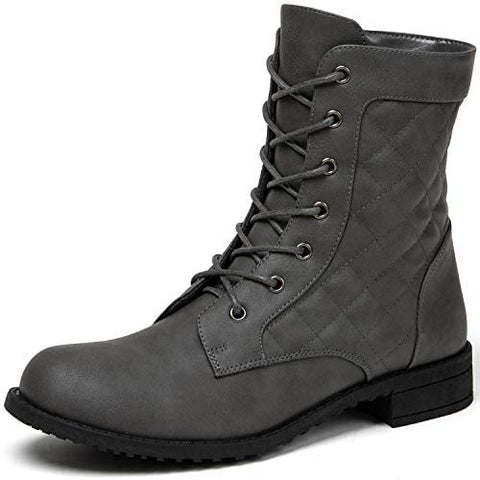 katliu Women's Military Combat Boots Lace Up Ankle Boots