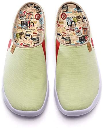 UIN Women's Men's Flats Slippers Fashion Canvas Comfort Wide Toe Casual Household Slip On Summer Travel Shoes Unisex Red