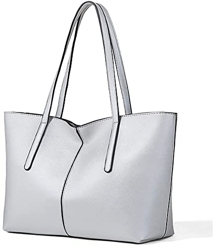 Meobvg Tote Handbags for Women Large PU Leather Bucket Purses Soft Waterproof Shoulder with Zippers Work Daily Bag