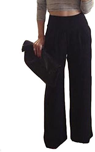 Women's Wide Straight Leg Pants High Waist Pleated Long Trouser Pant with Pocket