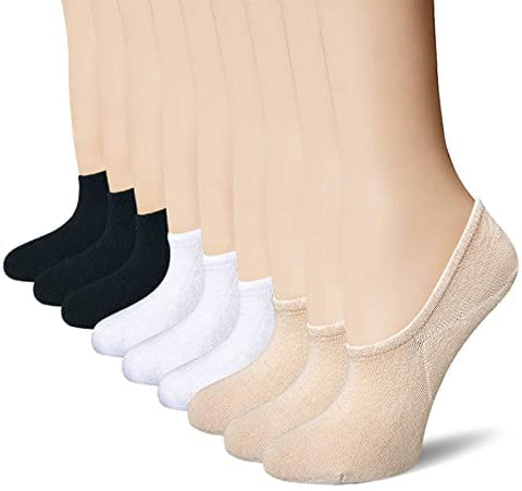 Women's No Show Socks 6-9 Pairs Low Cut Ankle for Slip On Sneakers Liner Loafer Boat