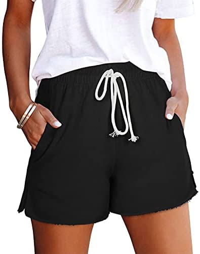 Athletic Shorts for Women Drawstring Workout Shorts Cotton Blend Casual Lounge Running Shorts with Pockets