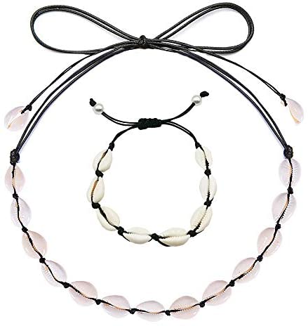 FONYVE Cowrie Shell Necklace for Women Girls Handmade Natural Seashell Necklace Choker Summer Adjustable Puka Shell Necklace Collar Boho Beach Jewelry