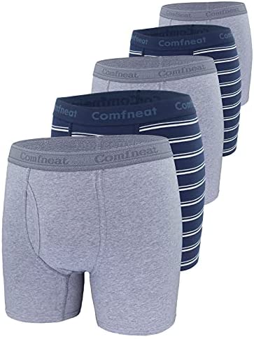 Men's 5-Pack Big & Tall 3XL-7XL Boxer Briefs Cotton Spandex Underwear with Fly
