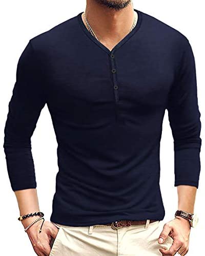 Mens Casual Slim Fit Basic  Short/Long Sleeve Cotton T-Shirt