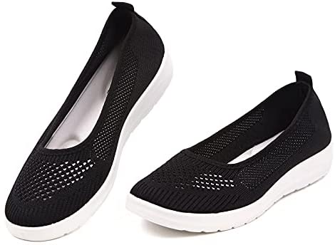 MUSSHOE Women's Slip on Casual Sneakers Comfortable Tennis Shoes Work Nurse Flat Shoes