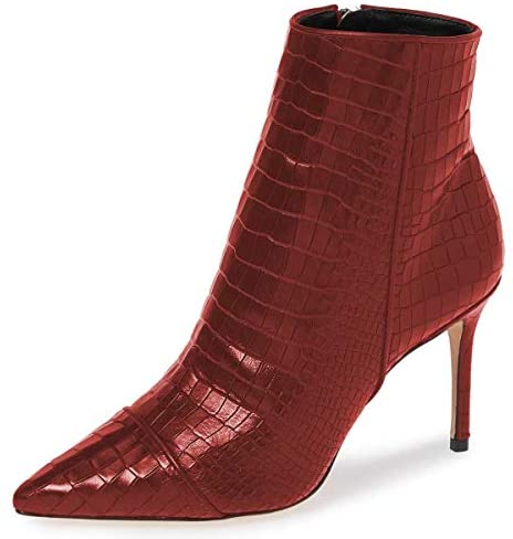 FSJ Women Sexy Lizardskin Ankle Boots Pointy Toe Slender High Heels Winter Party Shoes Size 4-15 US