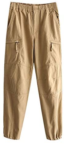 Men's Tapered Leg Elastic Waistband Button Zip Closure Outdoor Jogger Pants