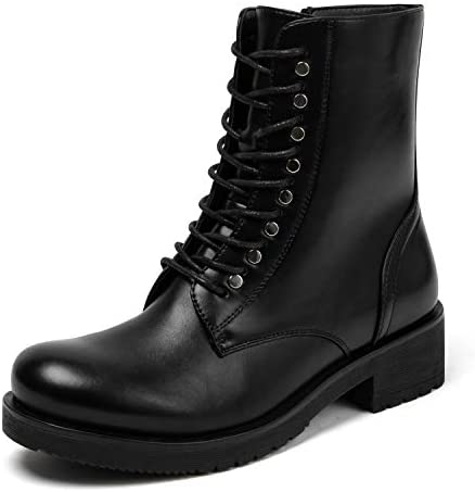 katliu Women's Military Combat Boots Lace Up Ankle Boots