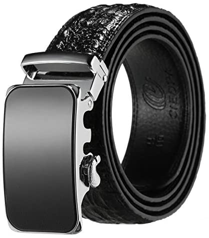 CIEORA Men's Dress Belt Genuine Leather Ratchet with Automatic Buckle,Trim to Fit