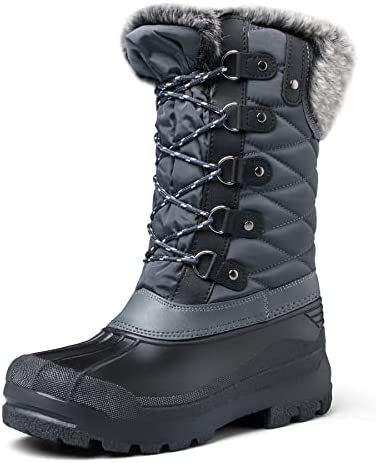 mysoft Women's Snow Boots Warm Insulated Faux Fur Lined Waterproof Mid-Calf Winter Boots