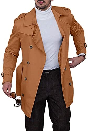 Men's  Slim-Fit Trench Coat with Belt