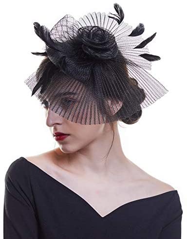 AWAYTR Fascinator Hat Mesh Flower Headwear Tea Party Hats for Woman Mesh Derby Church Cap