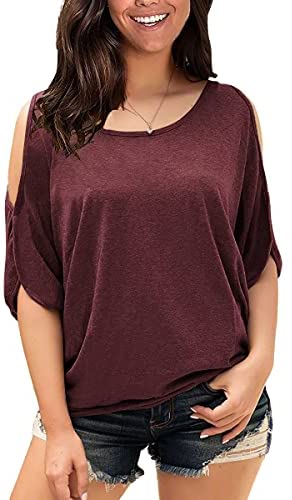 Yousify Womens Summer Cold Shoulder Tops Half Sleeves T Shirt Boat Neck Pullover Loose Basic Blouses Tees