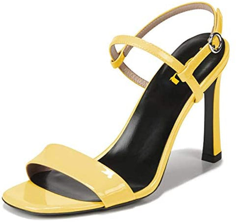 FSJ Women Trendy Square Open Toe Thick High Heel Slingback Ankle Strap Sandals Sexy Double Straps Slip on Pumps Dressy Adjustable Buckled Party Prom Wedding Shoes Size 4-15 US
