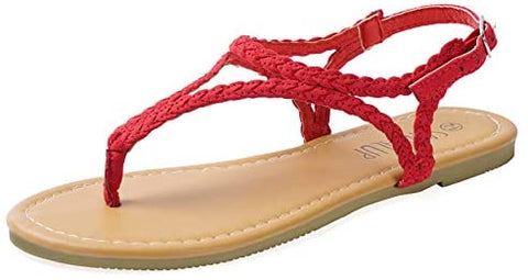 SANDALUP Flat Sandals for Women w Flannel Braided and Adjustable Metal Buckle