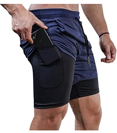 Men's 2 in 1 Active Short Elasticity Lightweight Quick Dry Jogger Shorts