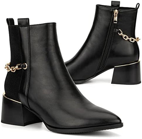 Torgeis Women’s Franny Fashion Casual Micro Suede Zipper Heel Ankle Boots, Pointed-Toe, Rubber Outsole