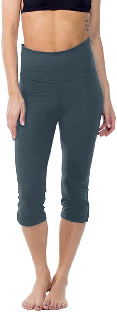 Women's Casual High Waisted Tummy Control Capri Leggings Workout Running Cycling Tights Yoga Pants