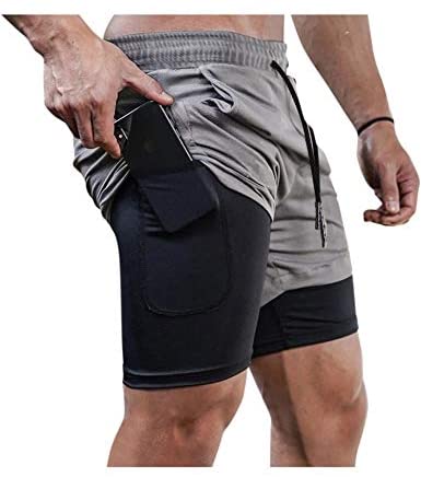 Men's 2 in 1 Active Short Elasticity Lightweight Quick Dry Jogger Shorts