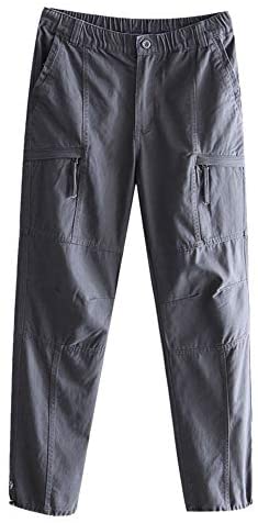 Men's Tapered Leg Elastic Waistband Button Zip Closure Outdoor Jogger Pants