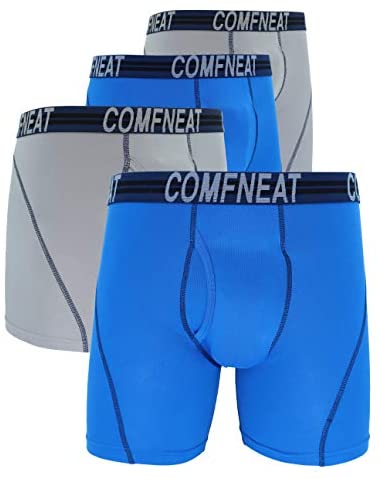 Men's Sport Boxer Briefs Performance Underwear with Fly 4-Pack