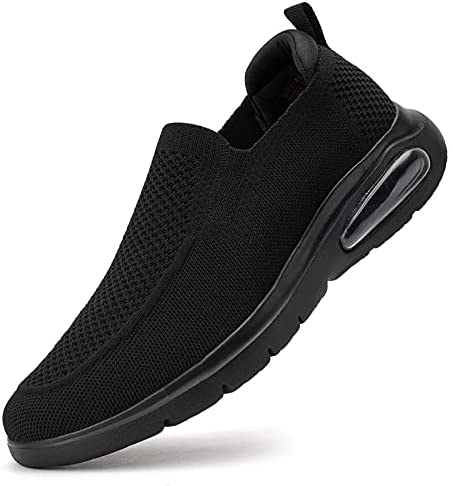 konhill Men's Slip-on Loafers Mesh Walking Shoes Breathable Knit Air Cushion Sneakers