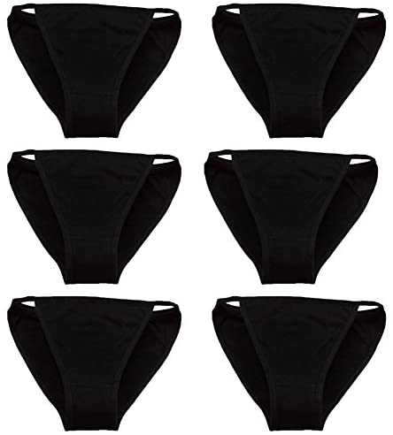 YOYI FASHION Womens Soft Cotton Black Low Rise String Bikini Underwear Lingerie Multi Packs