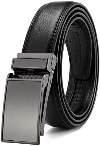Leather Ratchet Belt 1 1/4" Comfort with Click Buckle, CHAOREN Dress Belt Adjustable Trim to Exact fit