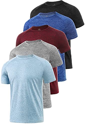 Xelky 4-5 Pack Men's Dry Fit T Shirt Moisture Wicking Athletic Tees Exercise Fitness Activewear Short Sleeves Gym Workout Top