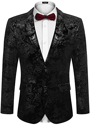 Men Luxury Paisley Floral Suit Jacket Blazer Wedding Prom Party Tuxedo