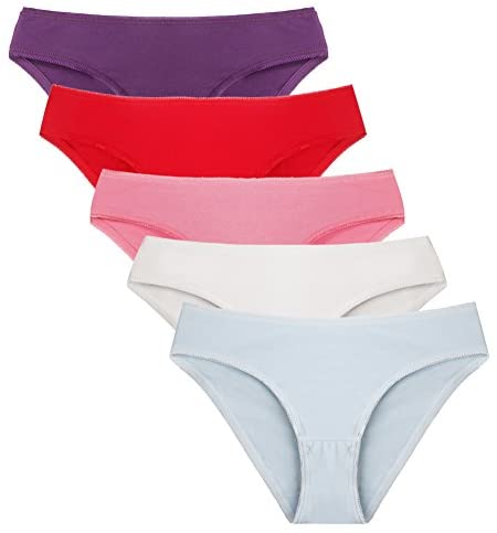 YOYI FASHION Women's Multi Packs Black Cotton Breathable Low-Rise Bikini Panties