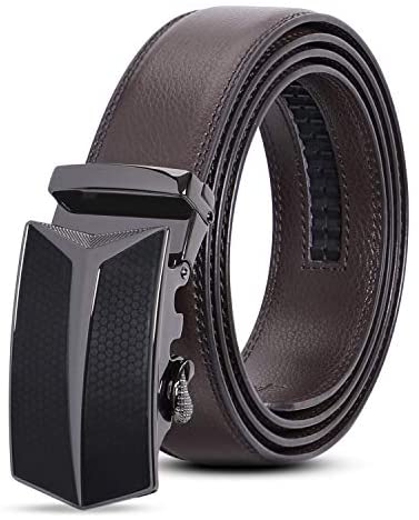 Men's Sliding Dress Belt Fashion Brown Leather Belt For Jean Rathet Leather Belts for Men