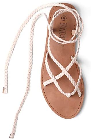SANDALUP Women Braided Tie up Sandals