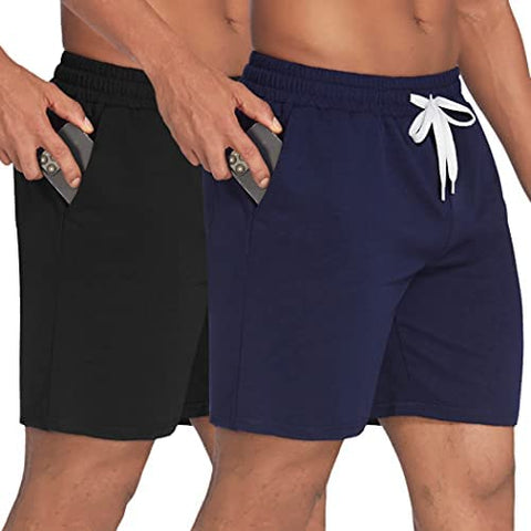 Mens Gym Shorts Fitted Workout Shorts Bodyduilding Jogger Shorts 2 Pack