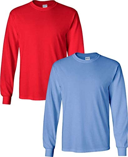 Gildan Men's Heavy Cotton Long Sleeve T-Shirt, Style 5400, (2 Pack)