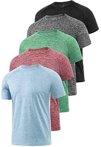 Xelky 4-5 Pack Men's Dry Fit T Shirt Moisture Wicking Athletic Tees Exercise Fitness Activewear Short Sleeves Gym Workout Top
