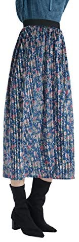 Womens Print A Line Elastic Waistband Midi Skirt