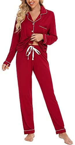 Pajamas Women's Long Sleeve Sleepwear Button Down Pj Sets Soft Loungewear Pajama Set for Women S-XXL