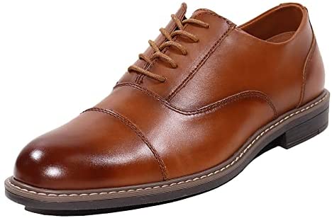 EETTARO Men's Modern Cap Toe Oxford Dress Shoes Classic Formal Business Lace Up Wingtip Shoe