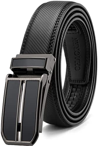 Leather Ratchet Belt 1 1/4" Comfort with Click Buckle, CHAOREN Dress Belt Adjustable Trim to Exact fit