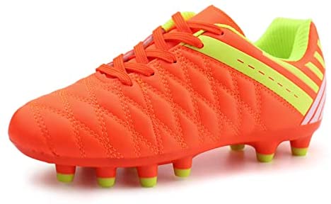 brooman Kids Athletic Soccer Cleats Boys Girls Outdoor Firm Ground Football Shoes