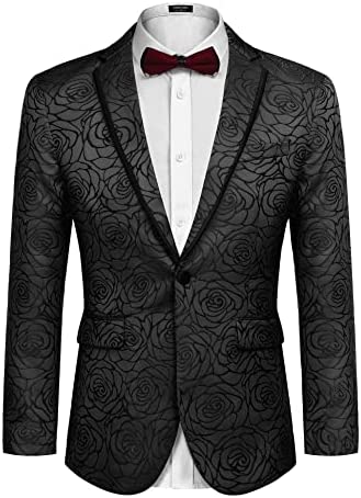 Men's Floral Suit Jacket Embroidered Wedding Blazer Party Dinner Tuxedo
