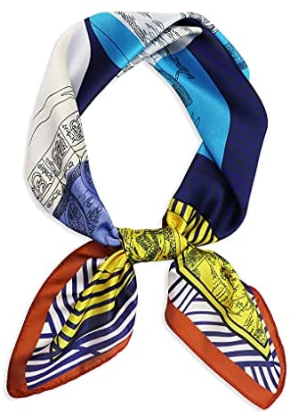 Vabovin 27.5" Silk Feeling Scarf Medium Square Satin Headscarf Fashion Pattern Hair Scarves and Wraps for Women