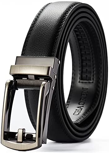 Leather Ratchet Belt 1 1/4" Comfort with Click Buckle, CHAOREN Dress Belt Adjustable Trim to Exact fit